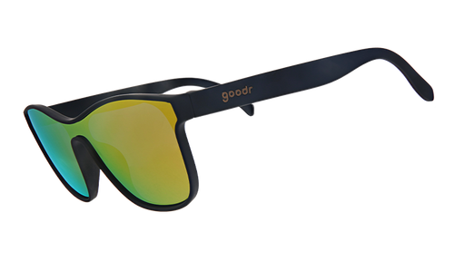 From Zero to Blitzed |black futuristic style sunglasses with amber lenses | goodr sunglasses