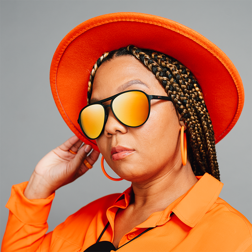 Call Me Tarmac Daddy | black aviator frames with amber lenses | goodr MACH G sunglasses